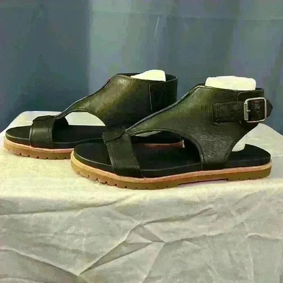 Timberland Women’s Natoma Ankle Strap Black Leather Sandals - Picture 4 of 6